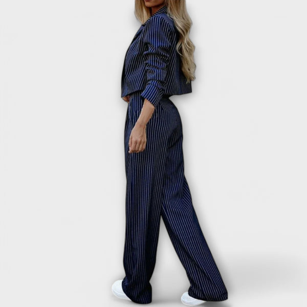 Naryelle™ | Elegant Randigt Set med Kavaj och Byxor